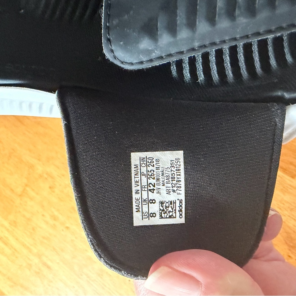 adidas Black and White Slide Sandals Size 8 - Picture 4 of 5